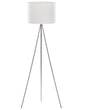 Floor Lamp Silver Metal 148 cm Tripod Stand White Fabric Drum Shade Beliani
