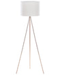 Floor Lamp Copper Metal 148 cm Tripod Stand White Fabric Drum Shade Beliani