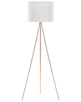 Floor Lamp Copper Metal 148 cm Tripod Stand White Fabric Drum Shade Beliani