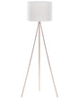 Floor Lamp Copper Metal 148 cm Tripod Stand White Fabric Drum Shade Beliani
