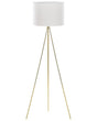 Floor Lamp Gold Metal 148 cm Tripod Stand White Fabric Drum Shade Beliani