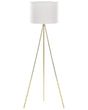 Floor Lamp Gold Metal 148 cm Tripod Stand White Fabric Drum Shade Beliani