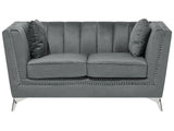 2 Seater Sofa Grey Nail Head Trim Panel Tufting Beliani