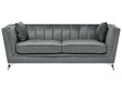 3 Seater Sofa Grey Nail Head Trim Panel Tufting Beliani