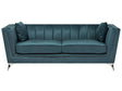 3 Seater Sofa Teal Blue Nail Head Trim Panel Tufting Beliani