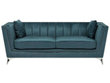 3 Seater Sofa Teal Blue Nail Head Trim Panel Tufting Beliani