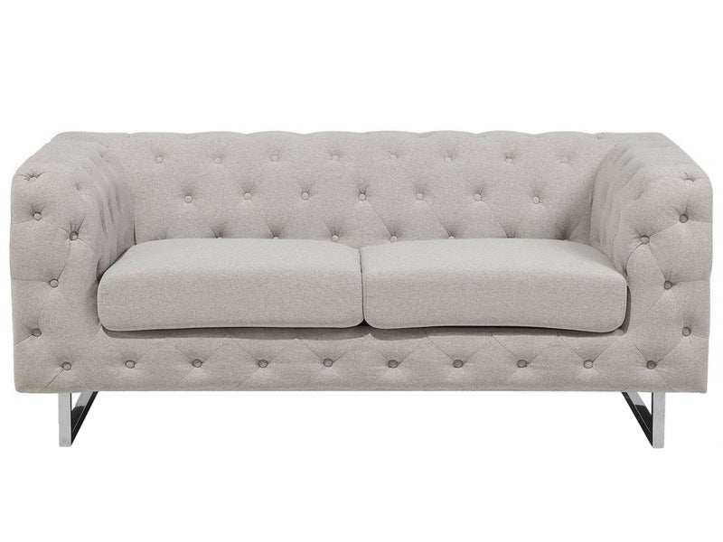 2 Seater Chesterfield Sofa Beige Ivory Button Tufted Beliani