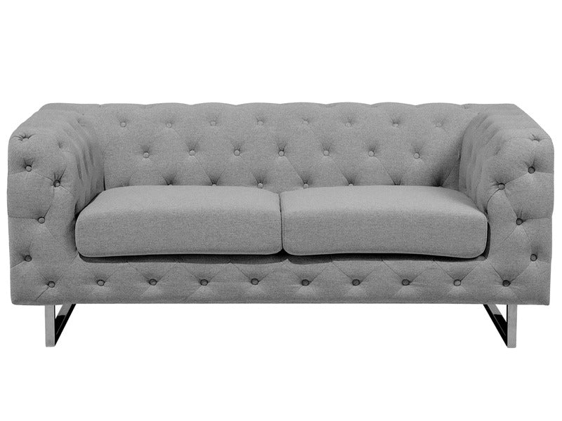 2 Seater Chesterfield Sofa Light Grey Button Tufted Beliani