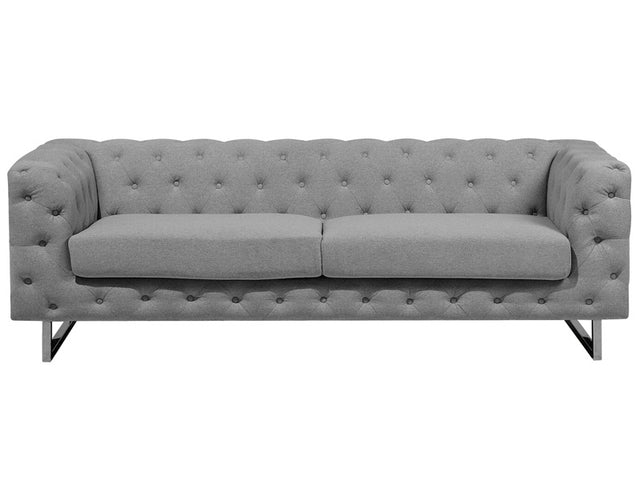 3 Seater Chesterfield Sofa Light Grey Button Tufted Beliani