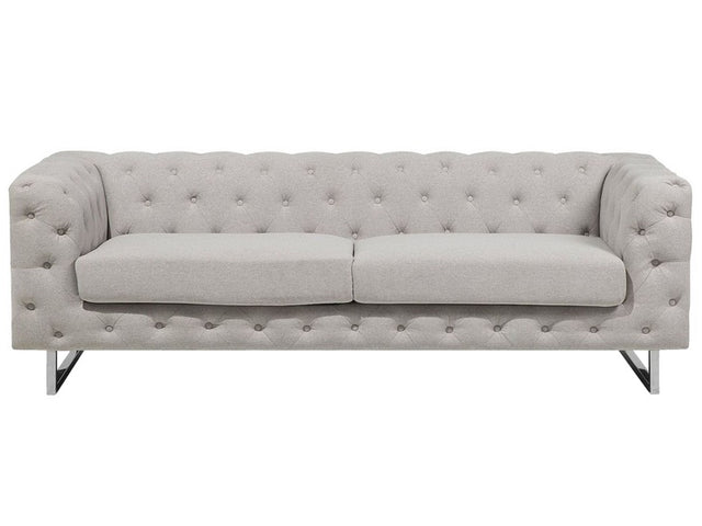 3 Seater Chesterfield Sofa Beige Ivory Button Tufted Beliani