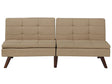 Sofa Bed Light Brown 3-Seater Quilted Upholstery Click Clack Split Back Metal Legs Beliani