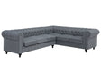 Chesterfield Left Hand Fabric Corner Sofa Grey Fabric Upholstery Dark Wood Legs Chaise 6 Seater Contemporary Beliani