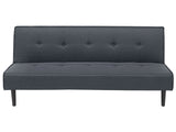 Sofa Bed Dark Grey 3 Seater Buttoned Seat Click Clack Beliani