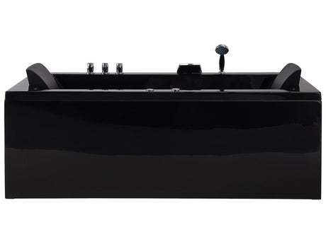 Bath Black Acrylic 183 x 90 cm Left Hand Massage Jets Headrest LED Lights Beliani