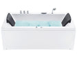 Bath White Acrylic 183 x 90 cm Left Hand Massage Jets Headrest  LED Lights Beliani