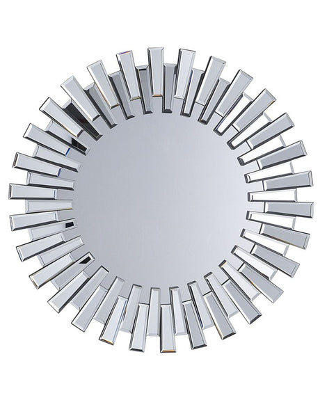 Mirror Silver Sunburst Round Glossy Living Room Hallway Beliani