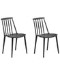 Set of 2 Dining Chairs Black Synthetic Material Slatted Backrest Armless Traditional Design Beliani