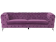 3 Seater Sofa Purple Velvet Chesterfield Style Low Back Beliani