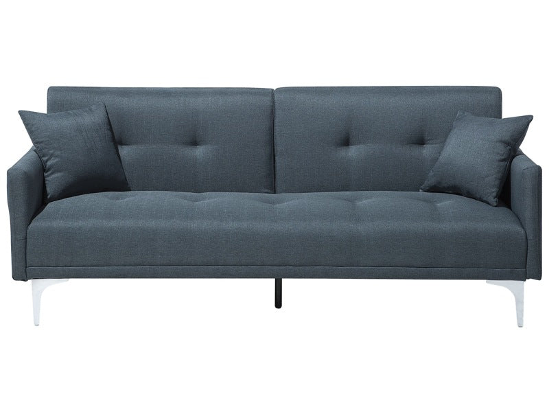 Sofa Bed Dark Blue 3 Seater Buttoned Seat Click Clack Beliani