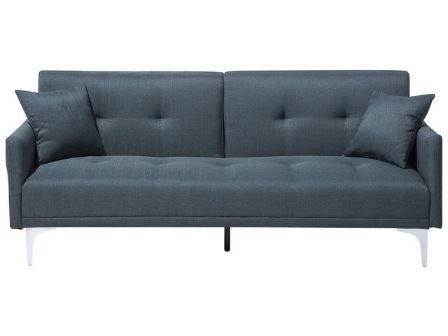 Sofa Bed Dark Blue 3 Seater Buttoned Seat Click Clack Beliani