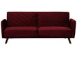 Sofa Bed Dark Red Velvet Fabric Modern Living Room 3 Seater Wooden Legs Track Arm Beliani