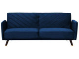 Sofa Bed Navy Blue Velvet Fabric Modern Living Room 3 Seater Wooden Legs Track Arm Beliani