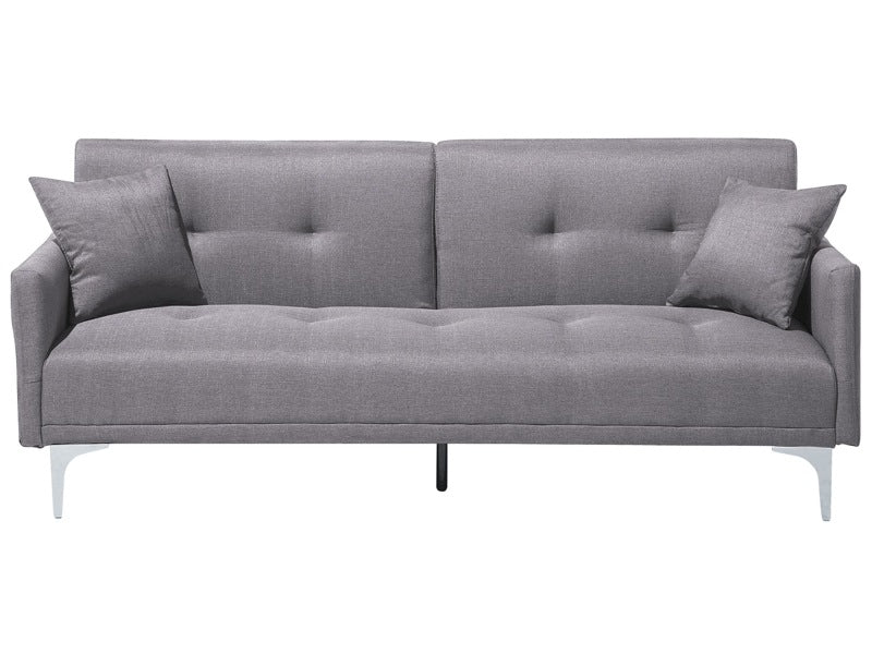 Sofa Bed Grey 3 Seater Buttoned Seat Click Clack Beliani