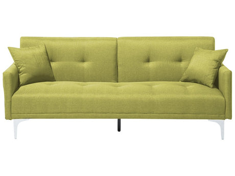 Sofa Bed Green 3 Seater Buttoned Seat Click Clack Beliani