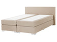 EU King Size Continental Bed 5ft3 Beige Fabric with Pocket Spring Mattress Beliani