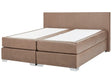 EU Super King Size Continental Bed 6ft Brown Faux Leather with Pocket Spring Mattress Beliani