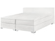 EU Super King Size Continental Bed 6ft White Faux Leather with Pocket Spring Mattress Beliani