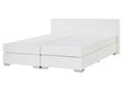 EU King Size Continental Bed 5ft3 White Faux Leather with Pocket Spring Mattress Beliani