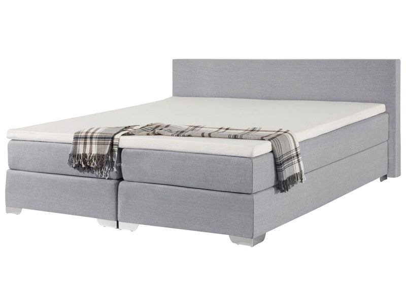 EU Super King Size Continental Bed 6ft Light Grey Fabric with Pocket Spring Mattress Beliani