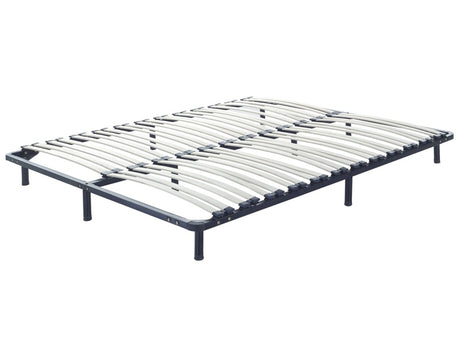 Freestanding Bed Base EU Super King 6ft Wooden Slats Black Steel Frame with Legs Wooden Slats Beliani