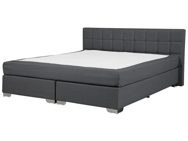 EU Super King Size Divan Bed Dark Grey Fabric Upholstered 6ft Frame with Tufted Headboard and Mattress Beliani