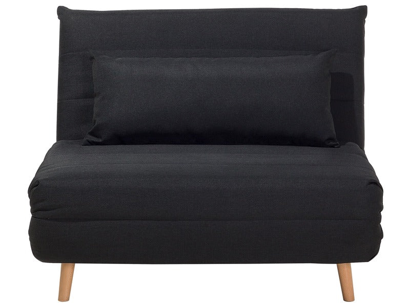 Small Sofa Bed Black Fabric 1 Seater Fold-Out Sleeper Armless Scandinavian Beliani