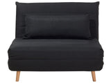 Small Sofa Bed Black Fabric 1 Seater Fold-Out Sleeper Armless Scandinavian Beliani