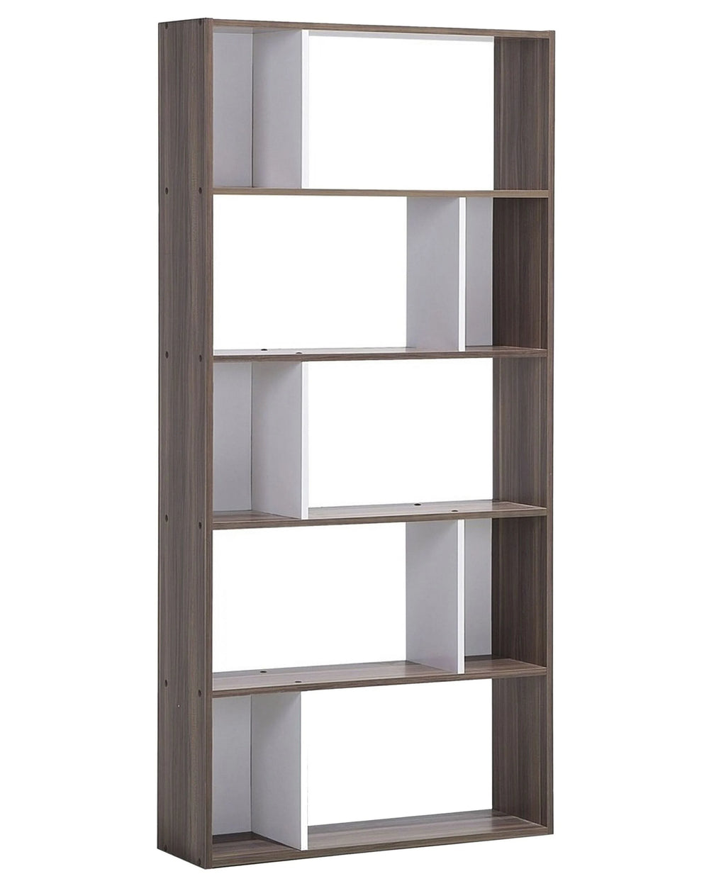 Bookcase Dark Wood and White 174 x 83 cm Large and Small Shelves Scandinavian Beliani