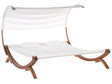 Garden Outdoor Lounger White Textile Seat Larch Wood Frame Double Seat Curved Canopy Beliani