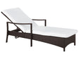 Garden Outdoor Lounger Brown and White Rattan Polyester Fabric Cushion Adjustable Reclining Backrest Beliani