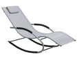 Rocking Sun Lounger Grey Steel Runners Fabric Sling With Head Cushion Beliani