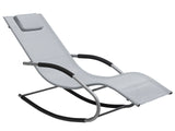 Rocking Sun Lounger Grey Steel Runners Fabric Sling With Head Cushion Beliani