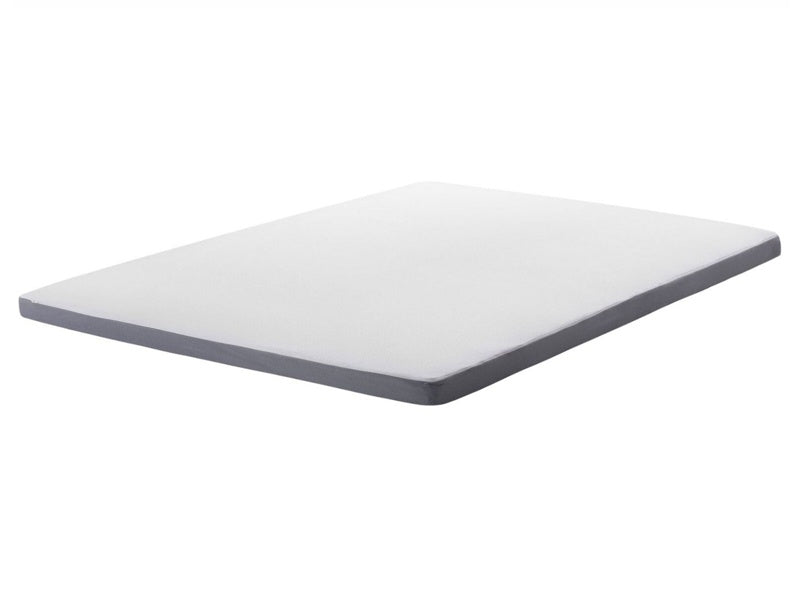 Mattress Topper White with Grey Fabric EU Double Size 160 x 200 cm 6 cm Depth Beliani