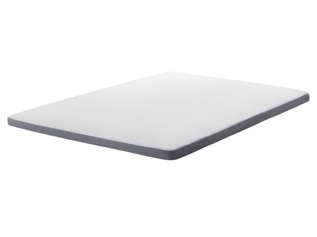 Mattress Topper White with Grey Fabric EU Double Size 160 x 200 cm 6 cm Depth Beliani