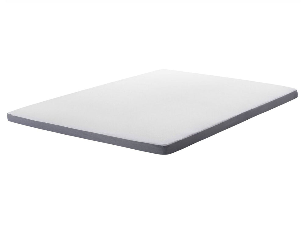 Mattress Topper White with Grey Fabric EU Double Size 160 x 200 cm 6 cm Depth Beliani