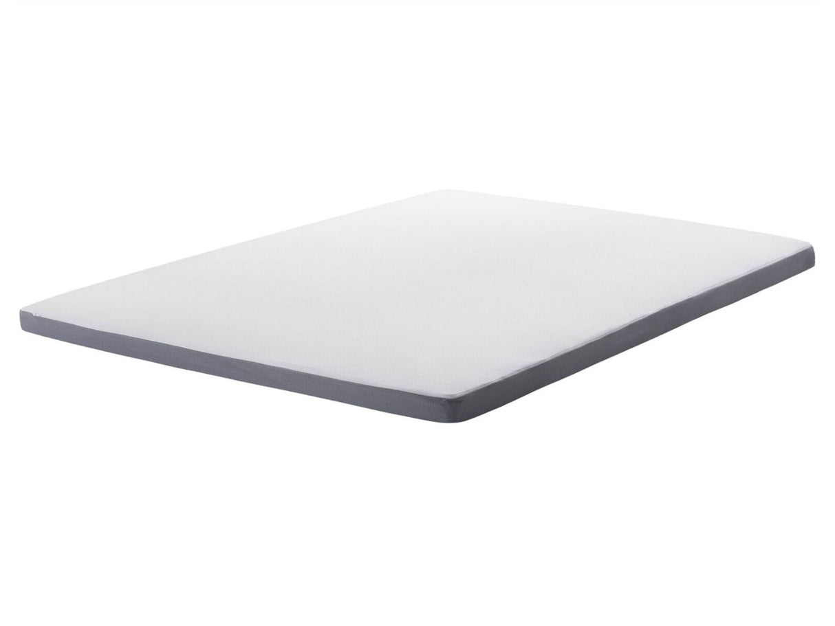 Mattress Topper White with Grey Fabric EU Double Size 160 x 200 cm 6 cm Depth Beliani