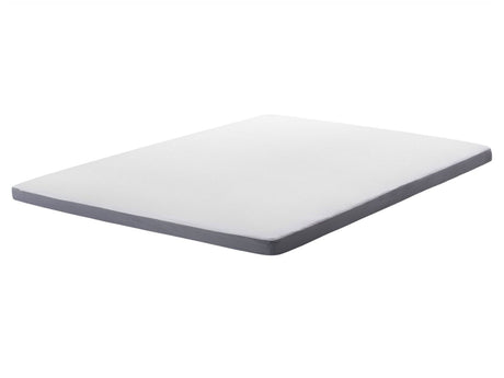 Mattress Topper White with Grey Fabric EU Double Size 160 x 200 cm 6 cm Depth Beliani