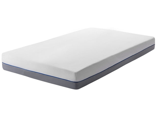 Memory Foam Mattress White with Grey Fabric EU Single Size Medium Firm Beliani