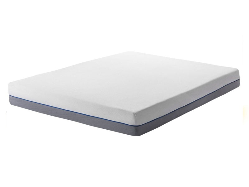 Memory Foam Mattress White with Grey Fabric EU Double Size 4ft6 Medium Firm Beliani