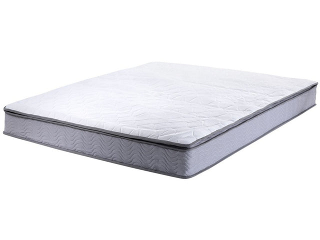 Pocket Spring Mattress White with Grey Fabric Super King Size 6ft Medium Firm Beliani